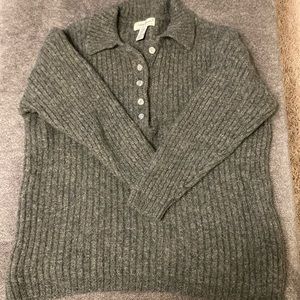 Vintage Eddie Bauer Quarter Button Sweater Womens Size Large 100% Wool